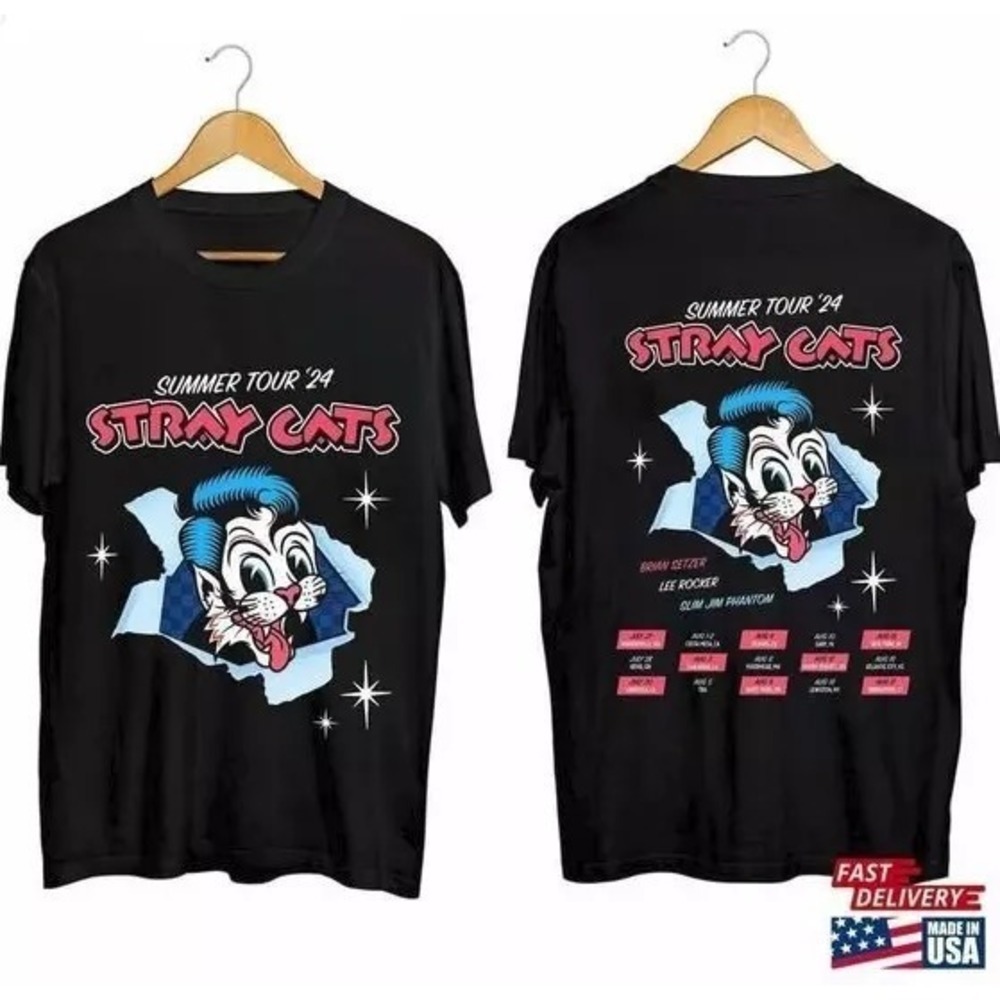 Stray Cats Summer Tour 2024 Unisex T-Shirt 2 Sided